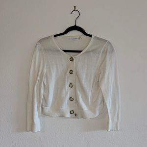 Cropped white Calvin Klein sweater